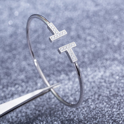 [⭐JeweliWhal]T BRACELET 1.8MM DIAMOND SILVER