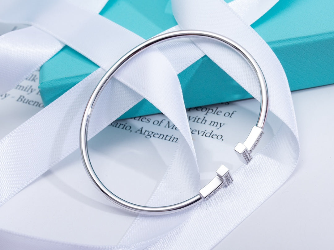 [⭐JeweliWhal]T BRACELET 1.8MM DIAMOND SILVER
