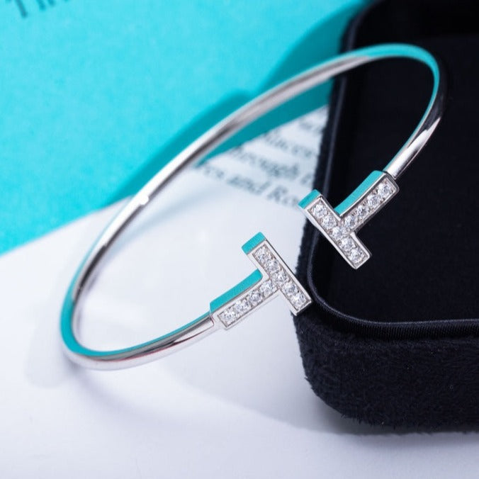 [⭐JeweliWhal]T BRACELET 1.8MM DIAMOND SILVER