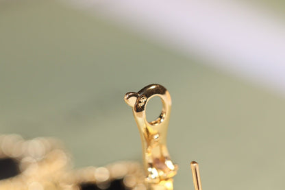 [⭐⭐JeweliWhal]CLOVER EARRINGS GOLD ONYX MOP 3 MOTIF