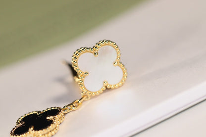 [⭐⭐JeweliWhal]CLOVER EARRINGS GOLD ONYX MOP 3 MOTIF