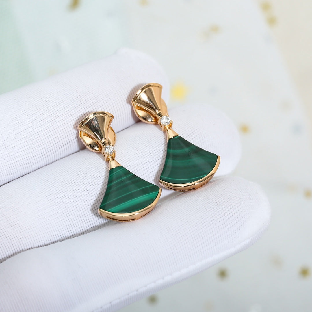 [⭐⭐JeweliWhal]DREAM MALACHITE PINK GOLD EARRINGS