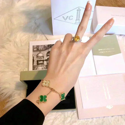 [⭐⭐JeweliWhal] CLOVER 5 MOTIF MALACHITE BRACELET COLLECTION