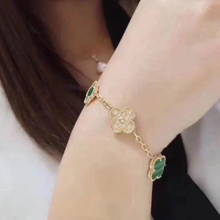 [⭐⭐JeweliWhal] CLOVER 5 MOTIF MALACHITE BRACELET COLLECTION