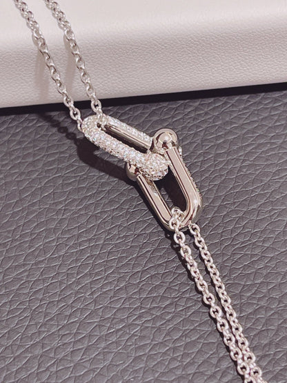 [⭐JeweliWhal]HARDWEAR DOUBLE LINK PEDANT SILVER DIAMOND NECKLACE