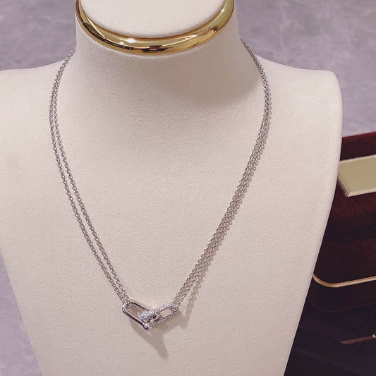 [⭐JeweliWhal]HARDWEAR DOUBLE LINK PEDANT SILVER DIAMOND NECKLACE