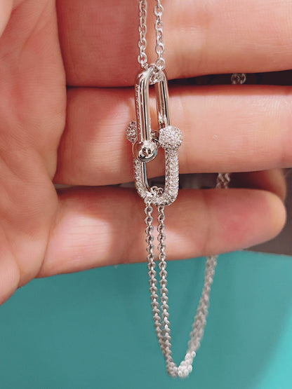 [⭐JeweliWhal]HARDWEAR DOUBLE LINK PEDANT SILVER DIAMOND NECKLACE