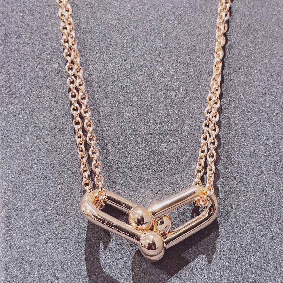 [⭐JeweliWhal]HARDWEAR DOUBLE LINK PEDANT PINK GOLD NECKLACE
