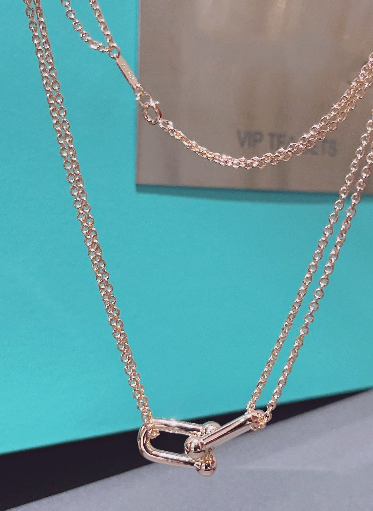 [⭐JeweliWhal]HARDWEAR DOUBLE LINK PEDANT PINK GOLD NECKLACE