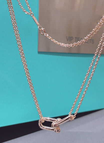[⭐JeweliWhal]HARDWEAR DOUBLE LINK PEDANT PINK GOLD NECKLACE