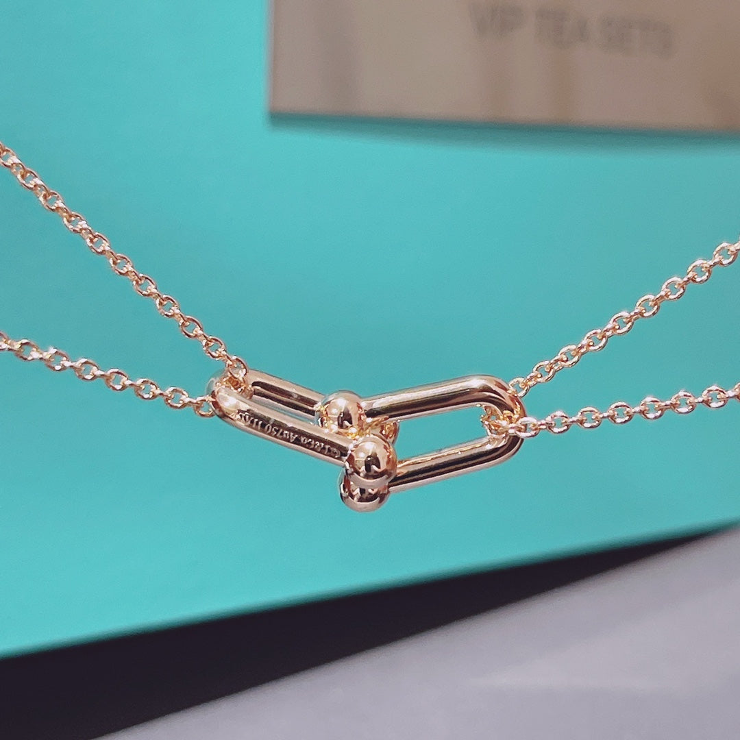 [⭐JeweliWhal]HARDWEAR DOUBLE LINK PEDANT PINK GOLD NECKLACE