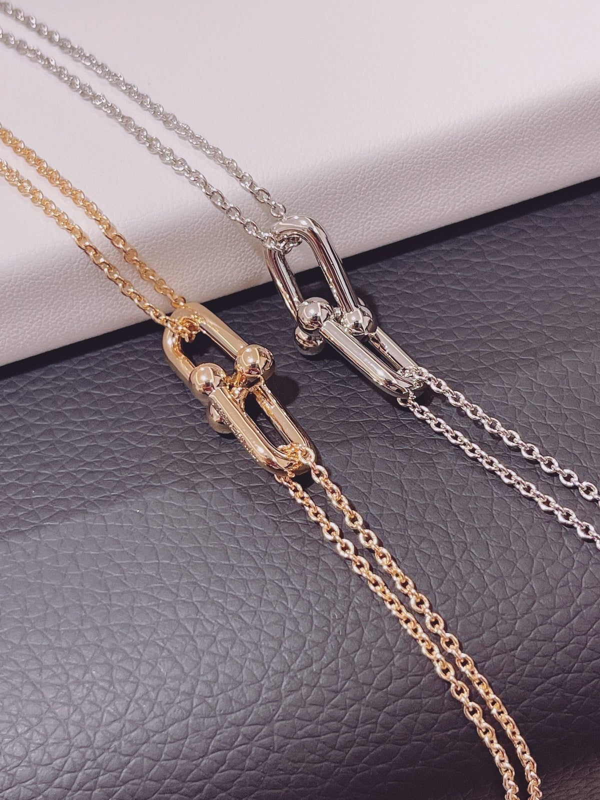 [⭐JeweliWhal]ハードウェア ダブルリンク ペンダント シルバーネックレス