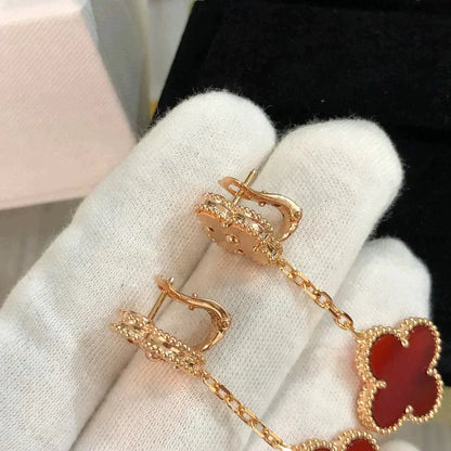 [⭐⭐JeweliWhal]CLOVER 2 MOTIF  LASER CARNELIAN EARRINGS