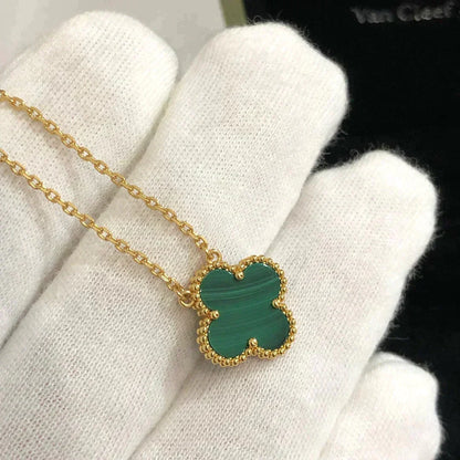 [⭐⭐JeweliWhal]CLOVER 15MM MALACHITE SINGLE FLOWER  NECKLACE