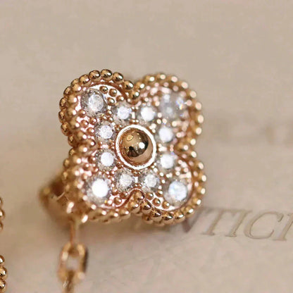 [⭐⭐JeweliWhal]CLOVER MEDIUM 1 MOTIFS FUll DIAMOND EARRINGS
