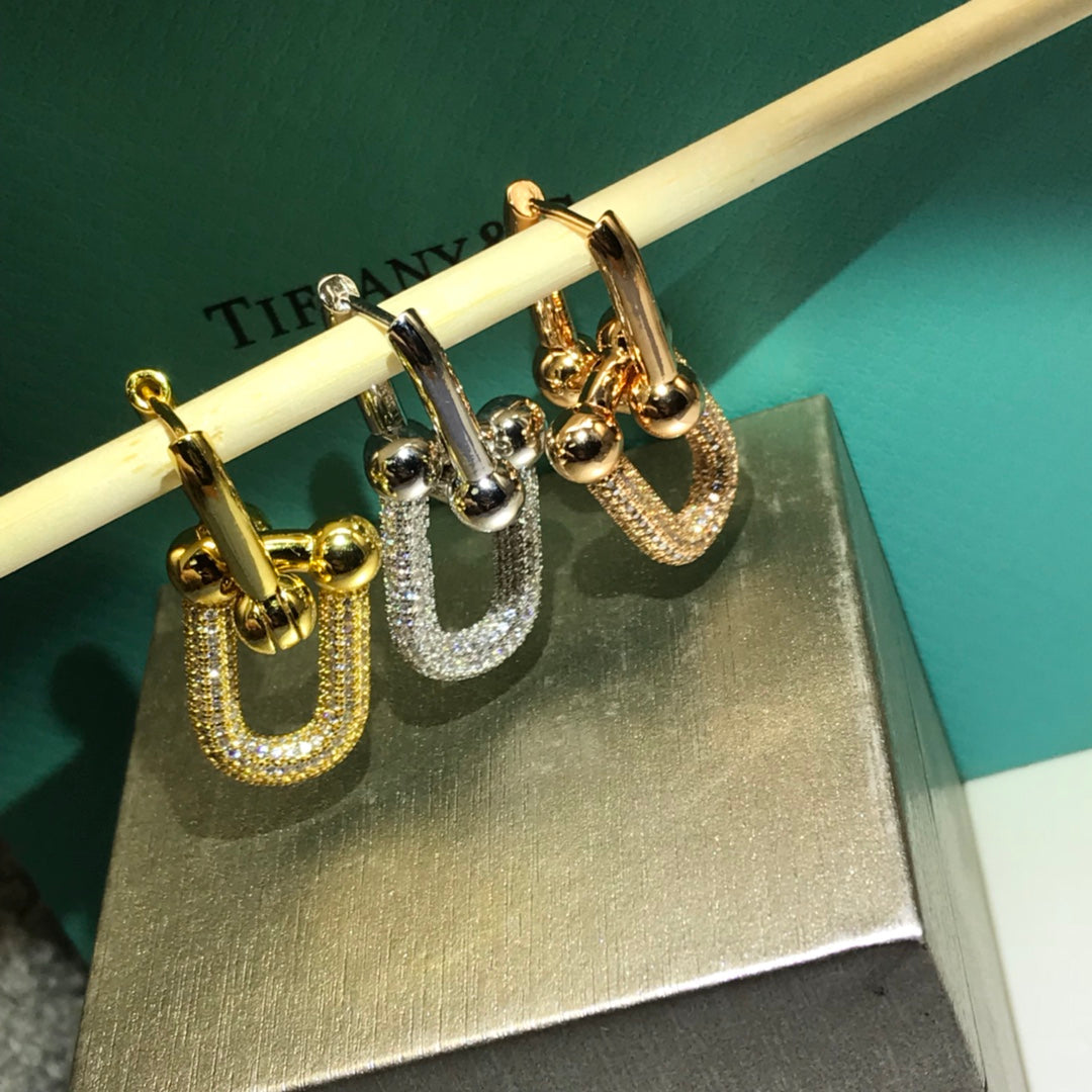 [⭐JeweliWhal]HARDWARE DROP EARRINGS DOUBLE LINK DIAMOND