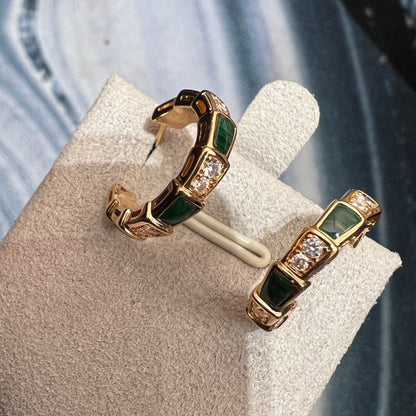 [⭐⭐JeweliWhal]SERPENTI MALACHITE PINK GOLD EARRINGS