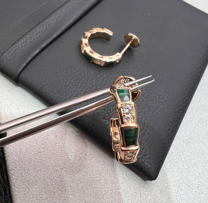 [⭐⭐JeweliWhal]SERPENTI MALACHITE PINK GOLD EARRINGS