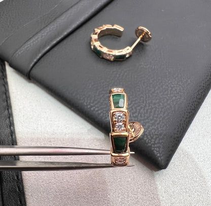 [⭐⭐JeweliWhal]SERPENTI MALACHITE PINK GOLD EARRINGS