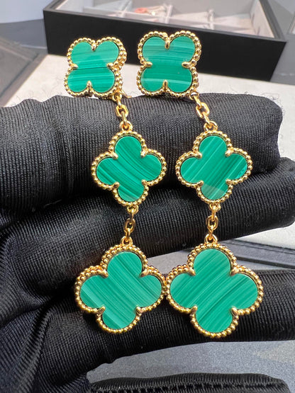 [⭐⭐JeweliWhal]CLOVER MALACHITE 3 MOTIFS GOLD