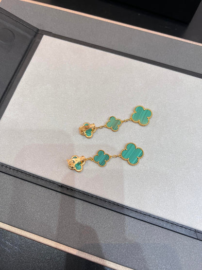[⭐⭐JeweliWhal]CLOVER MALACHITE 3 MOTIFS GOLD