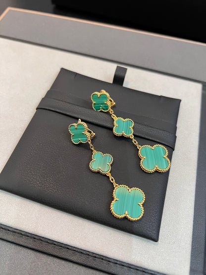 [⭐⭐JeweliWhal]CLOVER MALACHITE 3 MOTIFS GOLD