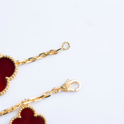 [⭐⭐JeweliWhal]クローバーブレスレット 5モチーフ カーネリアン タイガーアイ