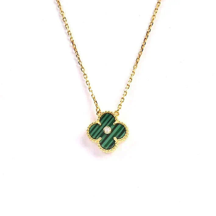 [⭐⭐JeweliWhal]CLOVER 15MM DIAMOND TURQUOISE NECKLACE