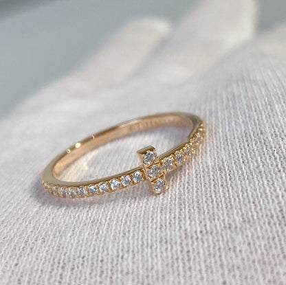 [⭐JeweliWhal]T RING DIAMOND PINK GOLD
