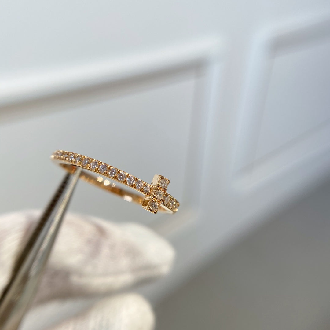 [⭐JeweliWhal]T RING DIAMOND PINK GOLD