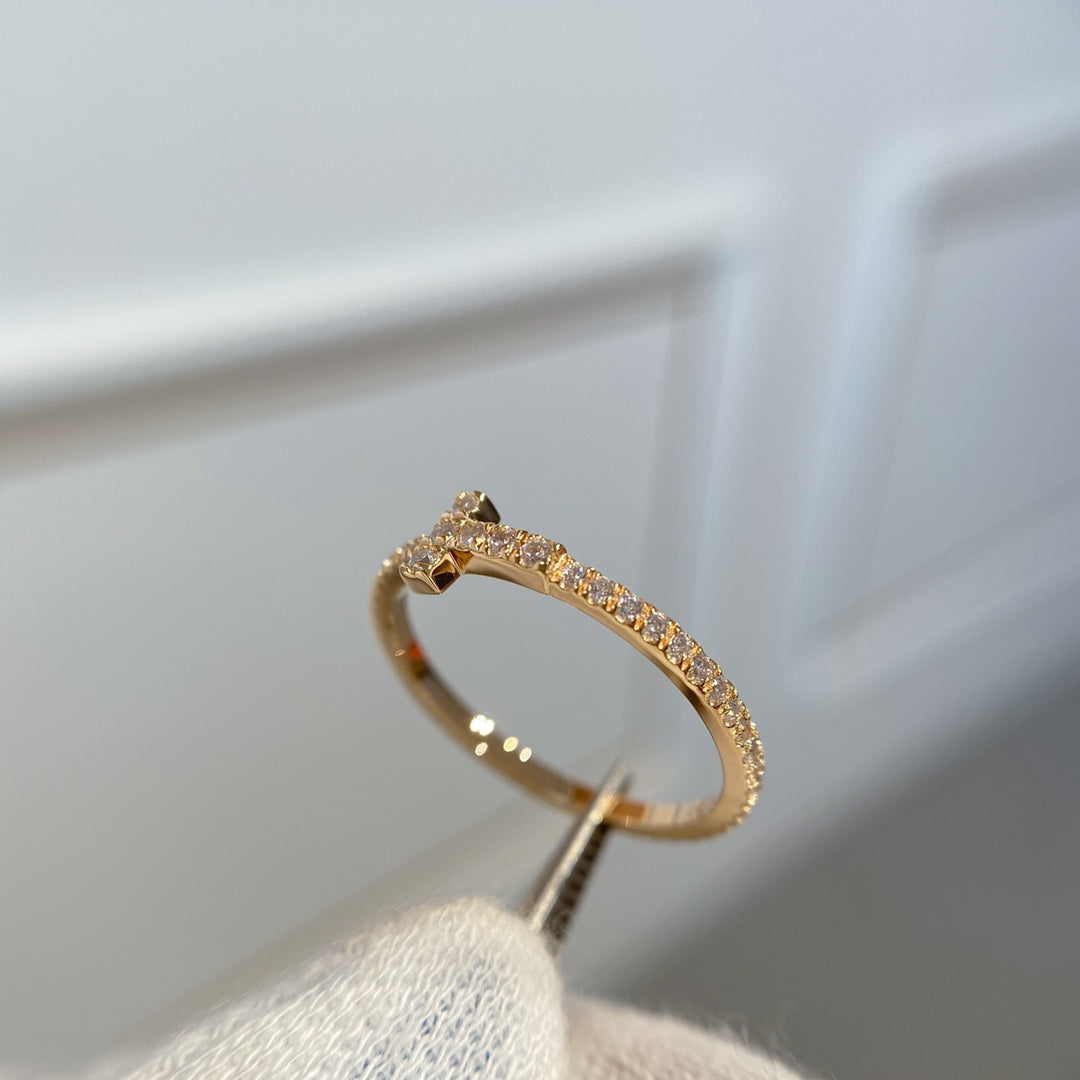 [⭐JeweliWhal]T RING DIAMOND PINK GOLD