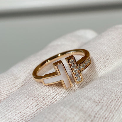 [⭐JeweliWhal]T WIRE MOP DIAMOND RING PINK GOLD