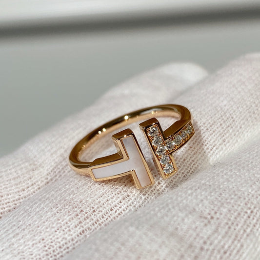 [⭐JeweliWhal]T WIRE MOP DIAMOND RING PINK GOLD