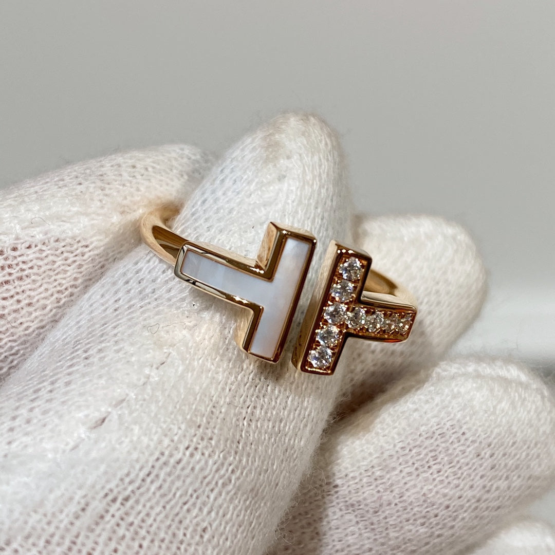 [⭐JeweliWhal]T WIRE MOP DIAMOND RING PINK GOLD