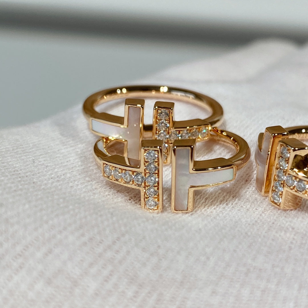 [⭐JeweliWhal]T WIRE MOP DIAMOND RING PINK GOLD