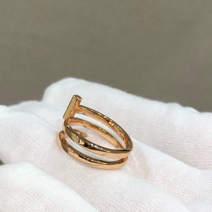 [⭐JeweliWhal]T WIRE DOUBLE ROWS RING PINK GOLD