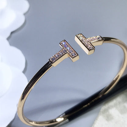 [⭐JeweliWhal]T BRACELET PINK GOLD 1.8MM DIAMOND