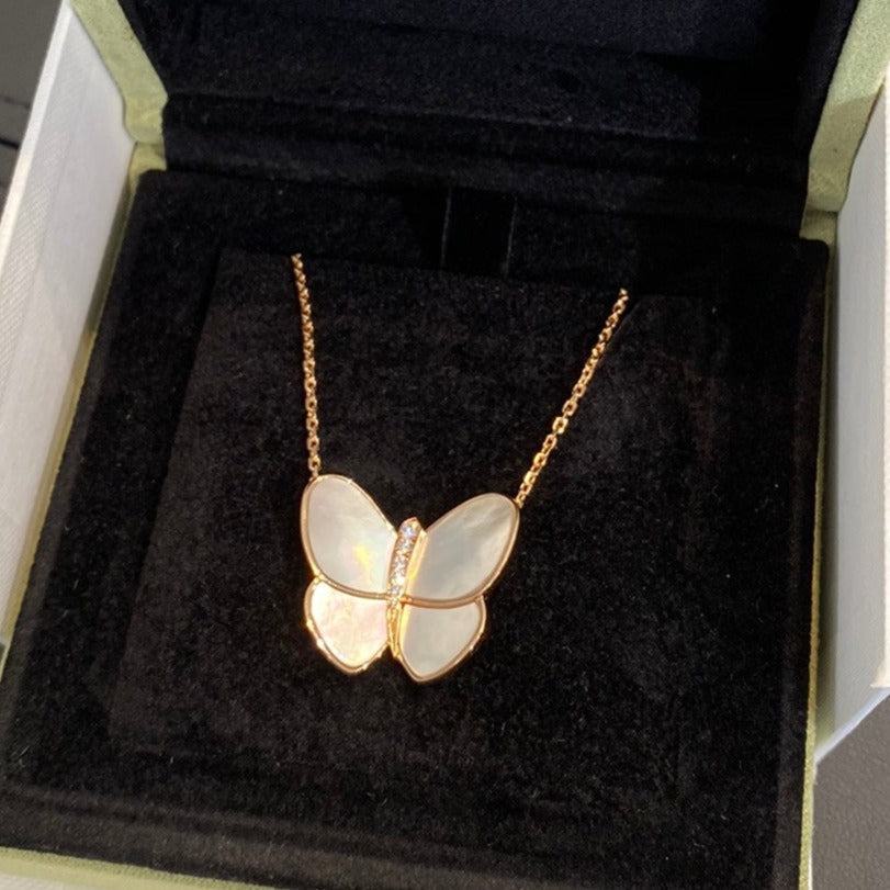 [⭐⭐JeweliWhal]BUTTERFLY GOLD MOP DIAMOND NECKLACE