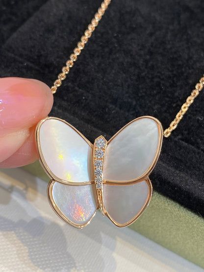 [⭐⭐JeweliWhal]BUTTERFLY GOLD MOP DIAMOND NECKLACE