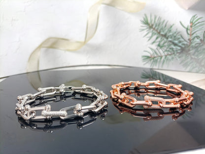 [⭐JeweliWhal]HARDWEAR BRACELET PINK GOLD AND SILVER DIAMOND