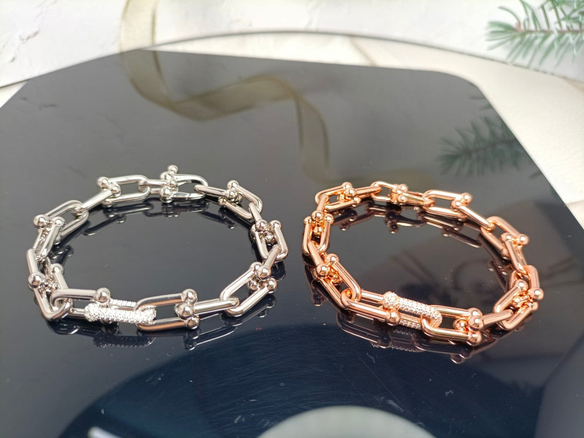 [⭐JeweliWhal]HARDWEAR BRACELET PINK GOLD AND SILVER DIAMOND