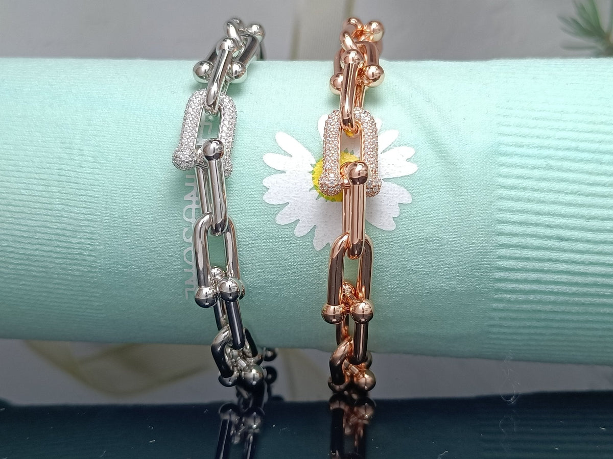 [⭐JeweliWhal]HARDWEAR BRACELET PINK GOLD AND SILVER DIAMOND