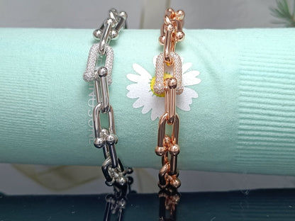 [⭐JeweliWhal]HARDWEAR BRACELET PINK GOLD AND SILVER DIAMOND