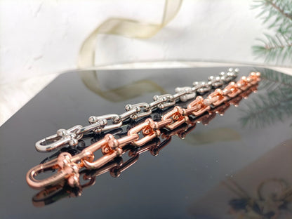 [⭐JeweliWhal]HARDWEAR BRACELET PINK GOLD AND SILVER DIAMOND