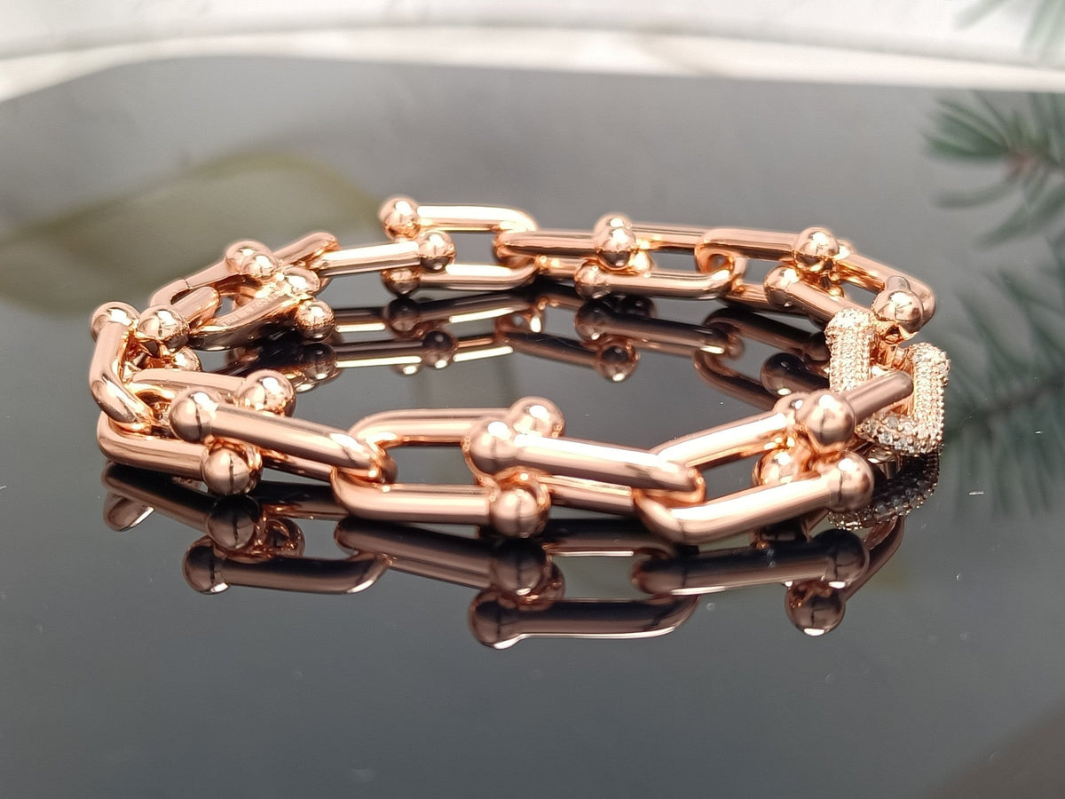 [⭐JeweliWhal]HARDWEAR BRACELET PINK GOLD AND SILVER DIAMOND