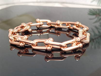 [⭐JeweliWhal]HARDWEAR BRACELET PINK GOLD AND SILVER DIAMOND