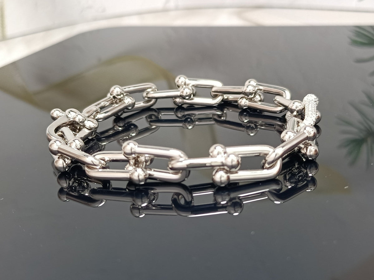 [⭐JeweliWhal]HARDWEAR BRACELET PINK GOLD AND SILVER DIAMOND