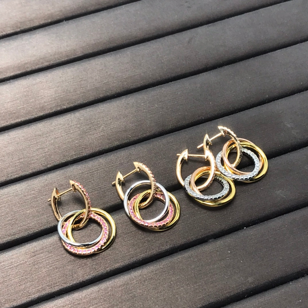 [⭐JeweliWhal]TRINITY EARRINGS GOLD DIAMOND