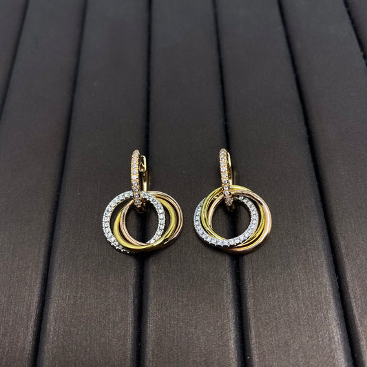 [⭐JeweliWhal]TRINITY EARRINGS GOLD DIAMOND