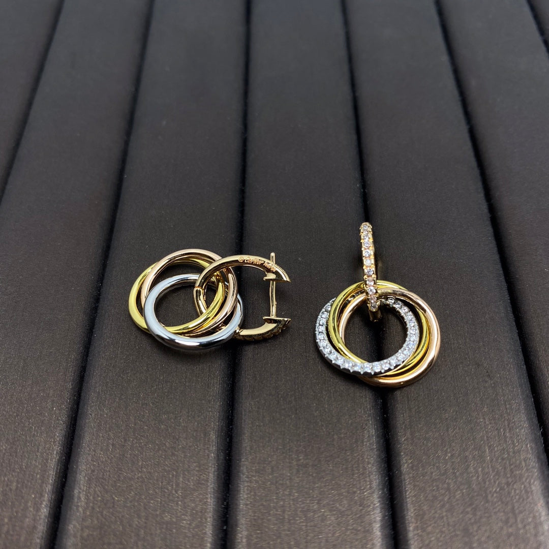 [⭐JeweliWhal]TRINITY EARRINGS GOLD DIAMOND